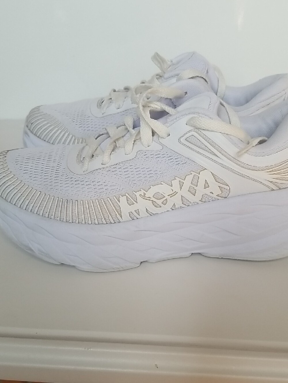 Hoka White Women's Athletic Running Shoes - Picture 3 of 8